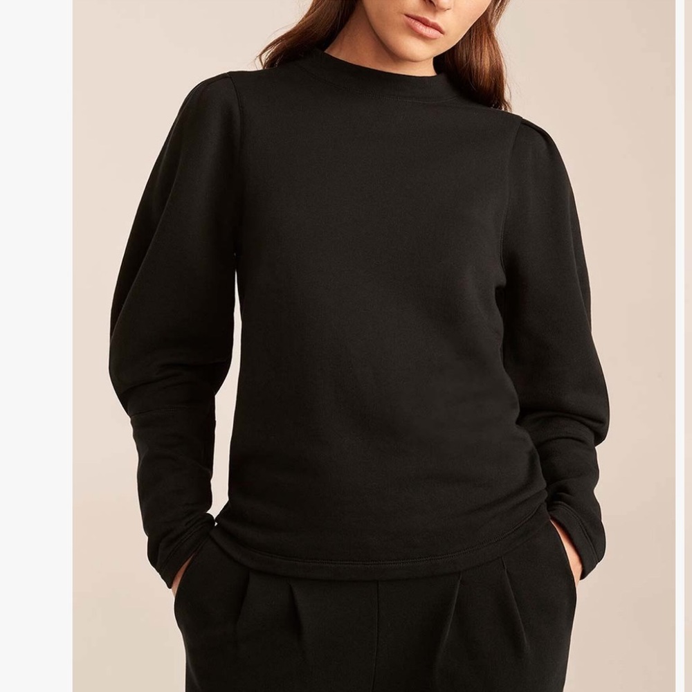 Rebecca Taylor black puff long sleeve crewneck sweater. SZ Small. NWT